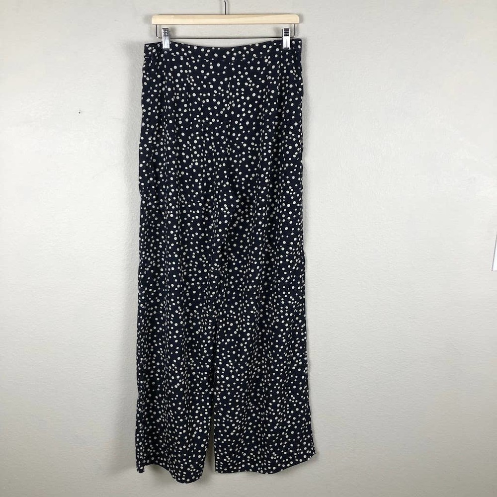 Storee Pants Womens Large‎ Black White Polka Dot Flared Side Zip
